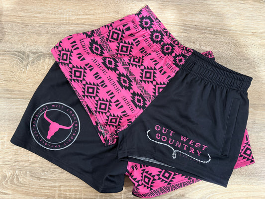 Footyshorts pink Aztec